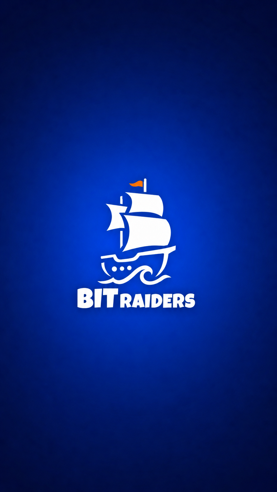 BitRaiders’ white sailing ship and orange flag on a deep blue background